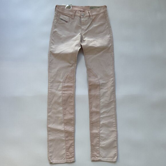 $178 Diesel Women’s Ridee Super Slim Jegging Fit Light Pink Metallic Size 27 - Picture 2 of 15